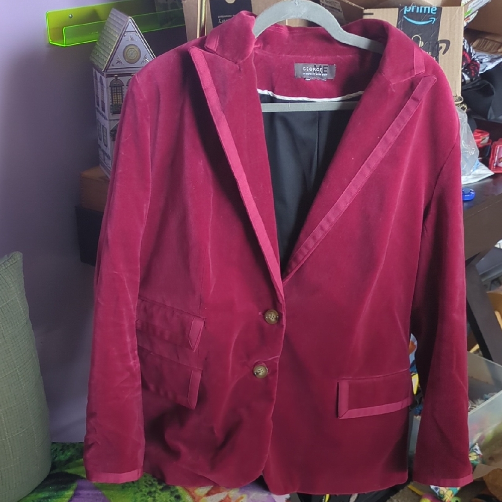 George Women's Rich Red Velvet Blazer